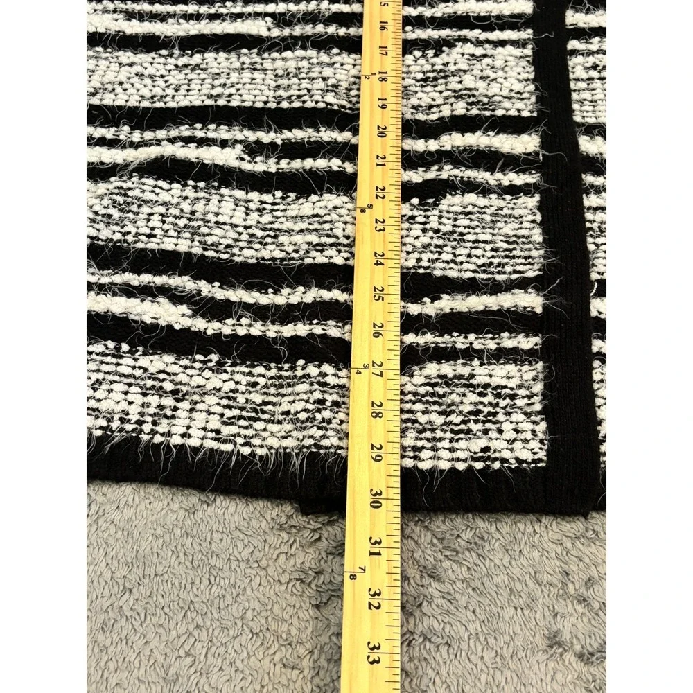 Calvin Klein Sweater Womens L/XL Cowl Neck Poncho Shawl Black White Buckle Heavy